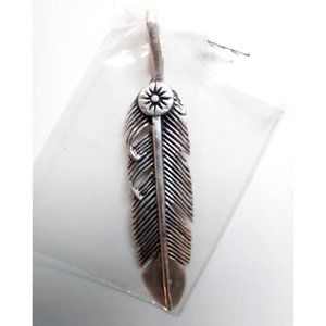 NEW Solid Sterling Silver Pendant - Native Indigenous Feather Sun